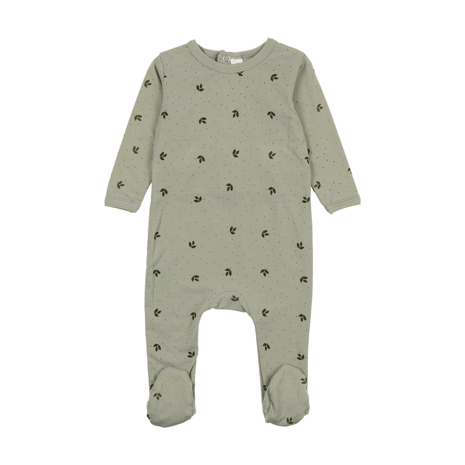 Bonjoy Scattered Leaf Print Footie