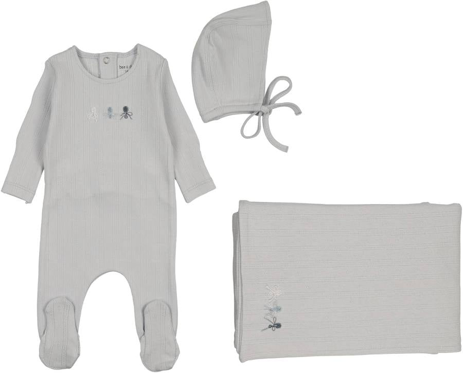 Bee&Dee Rattles Pointelle Footie/Bonnet