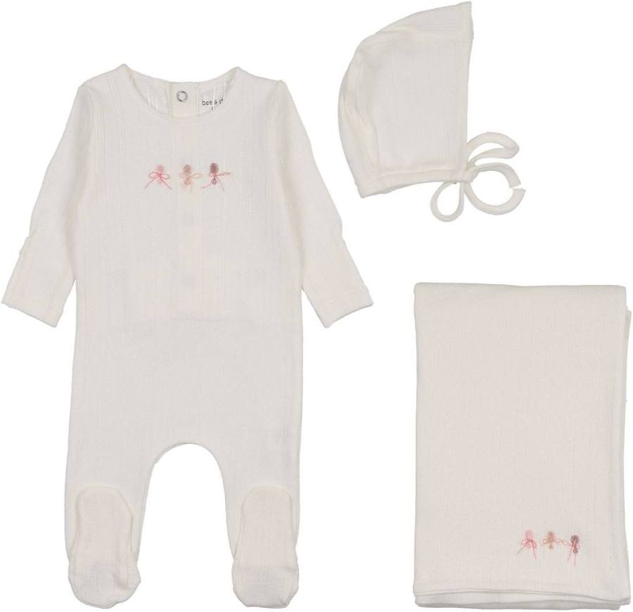 Bee&Dee Rattles Pointelle Footie/Bonnet