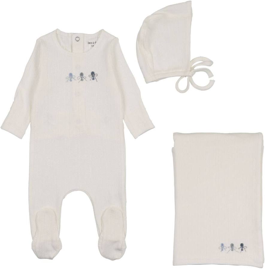 Bee&Dee Rattles Pointelle Footie/Bonnet