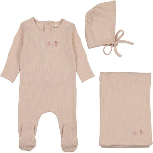 Bee&Dee Rattles Pointelle Footie/Bonnet