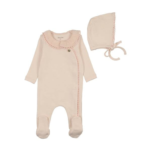 Bee&Dee Pleated Collar Footie/Bonnet