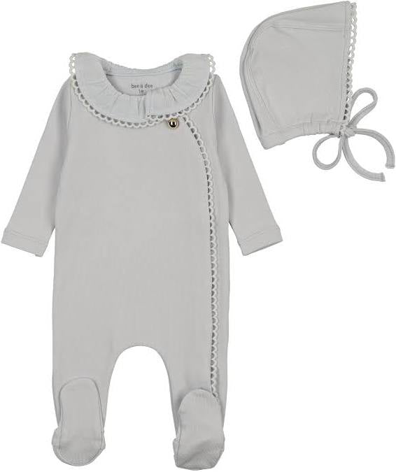 Bee&Dee Pleated Collar Footie/Bonnet