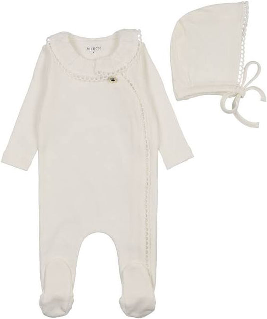Bee&Dee Pleated Collar Footie/Bonnet