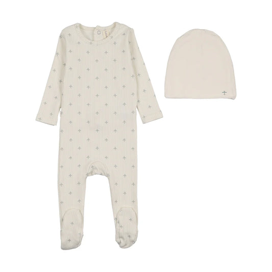 Lilette Striped Plane Footie Set