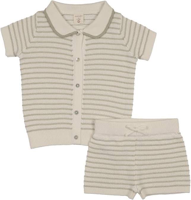 Analogie Textured Stripe Knit Set