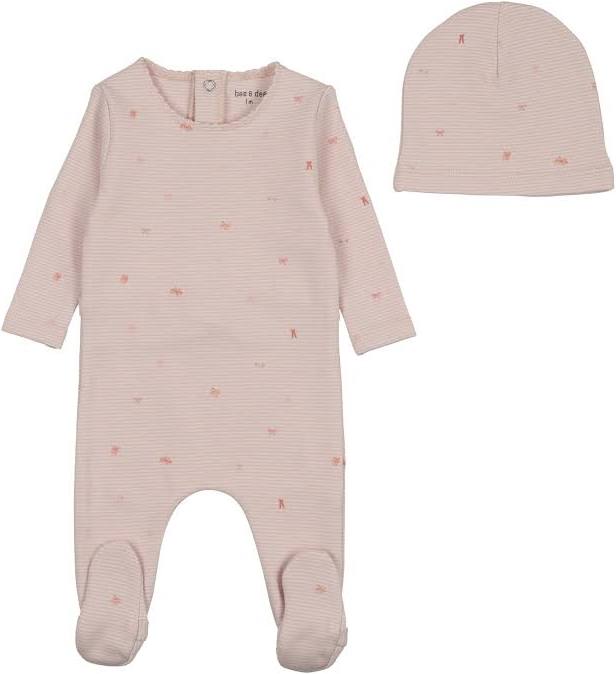 Bee&Dee Flag/Bow Print Footie/Beanie