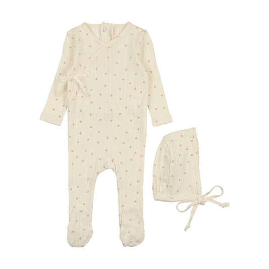 Lilette Printed Pointelle Wrap Footie Set